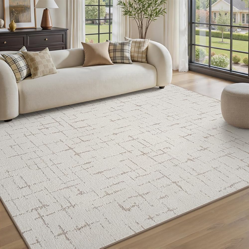 Engiw-Beige Neutral 6x9 Area Rug for Living Room Rug-Carpet
