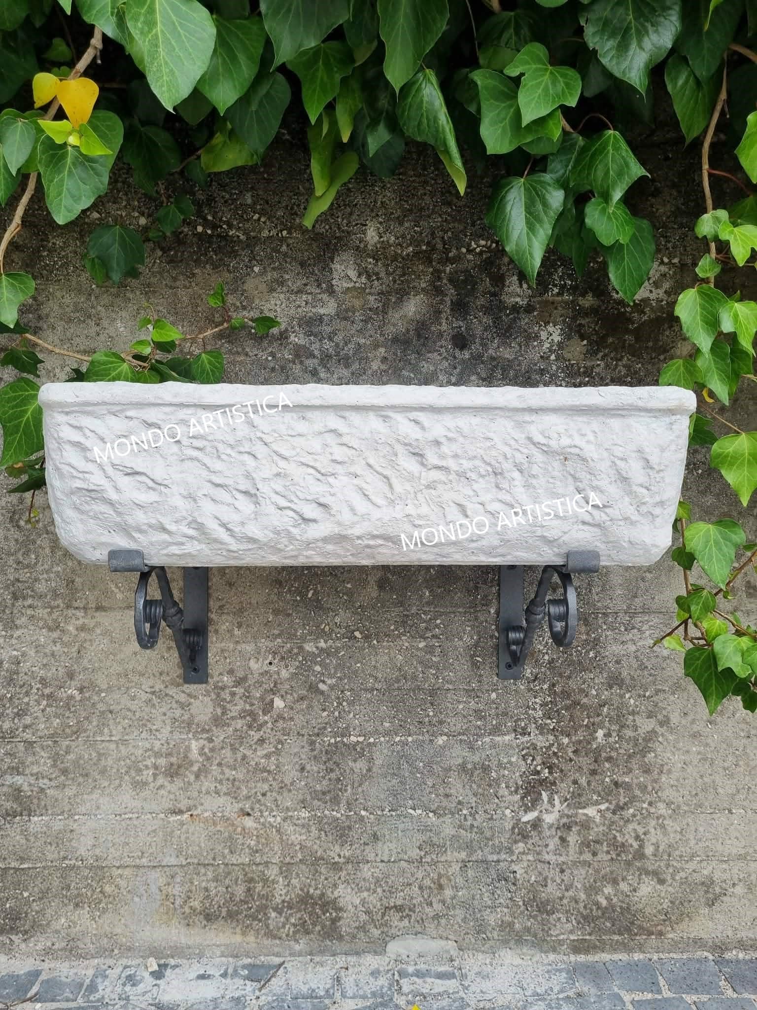 Lavello Lavandino In Cemento Con Staffe in Ferro, Lavabo, Fontana, Vasca E Gocciolatoio reversibile - Larghezza 80x40 Cm - Per Esterno Da Giardino Colore Sfumato grigio chiaro