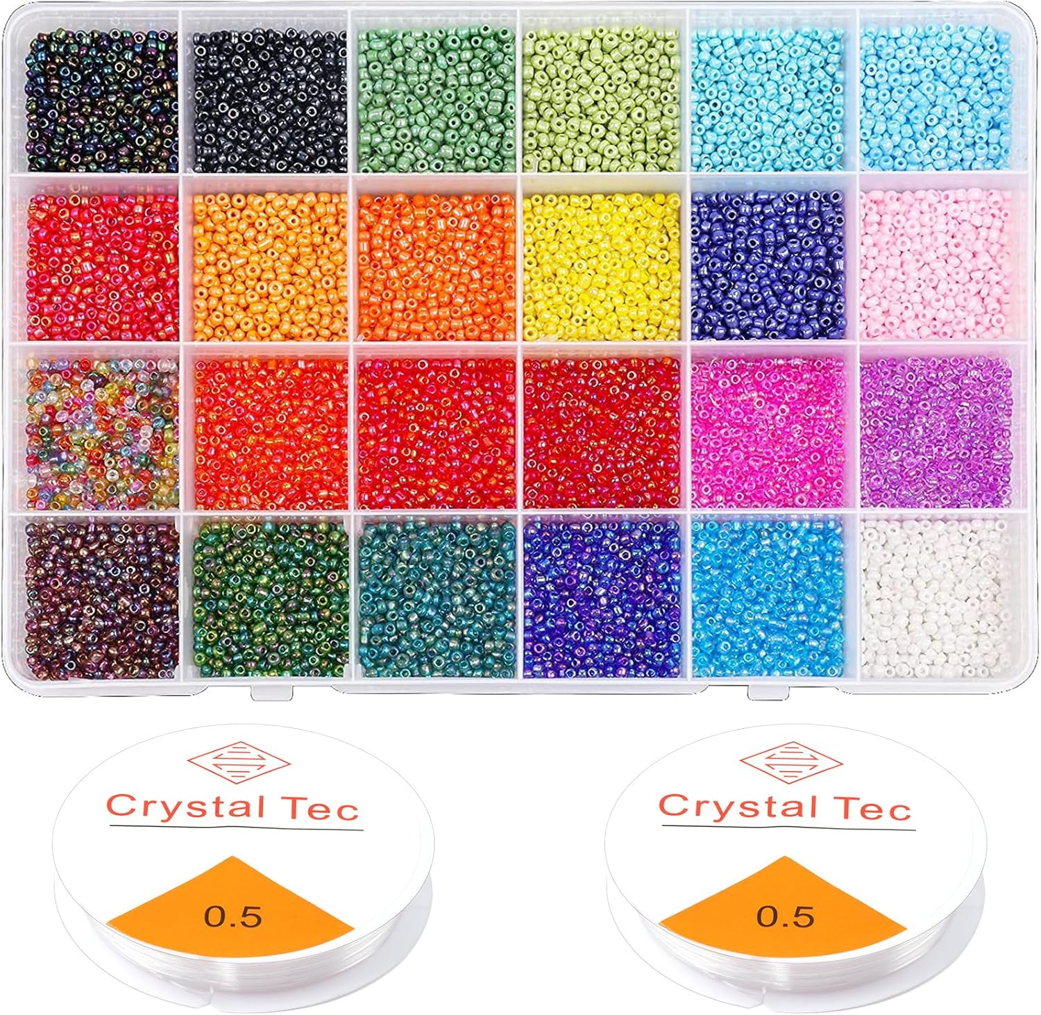 9600 Pieces 3 mm Glass Beads for Threading Beads Set Small Beads Seed