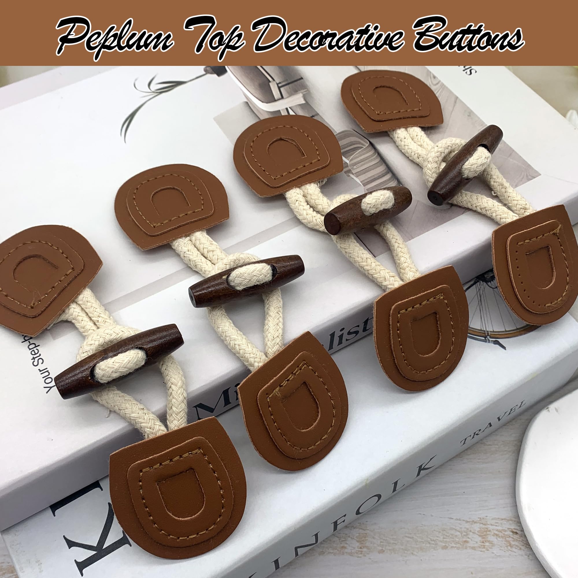 Confezione da 10 bottoni a pressione 40 mm in legno dorato, per cucire maglieria Aran Duffle Coat