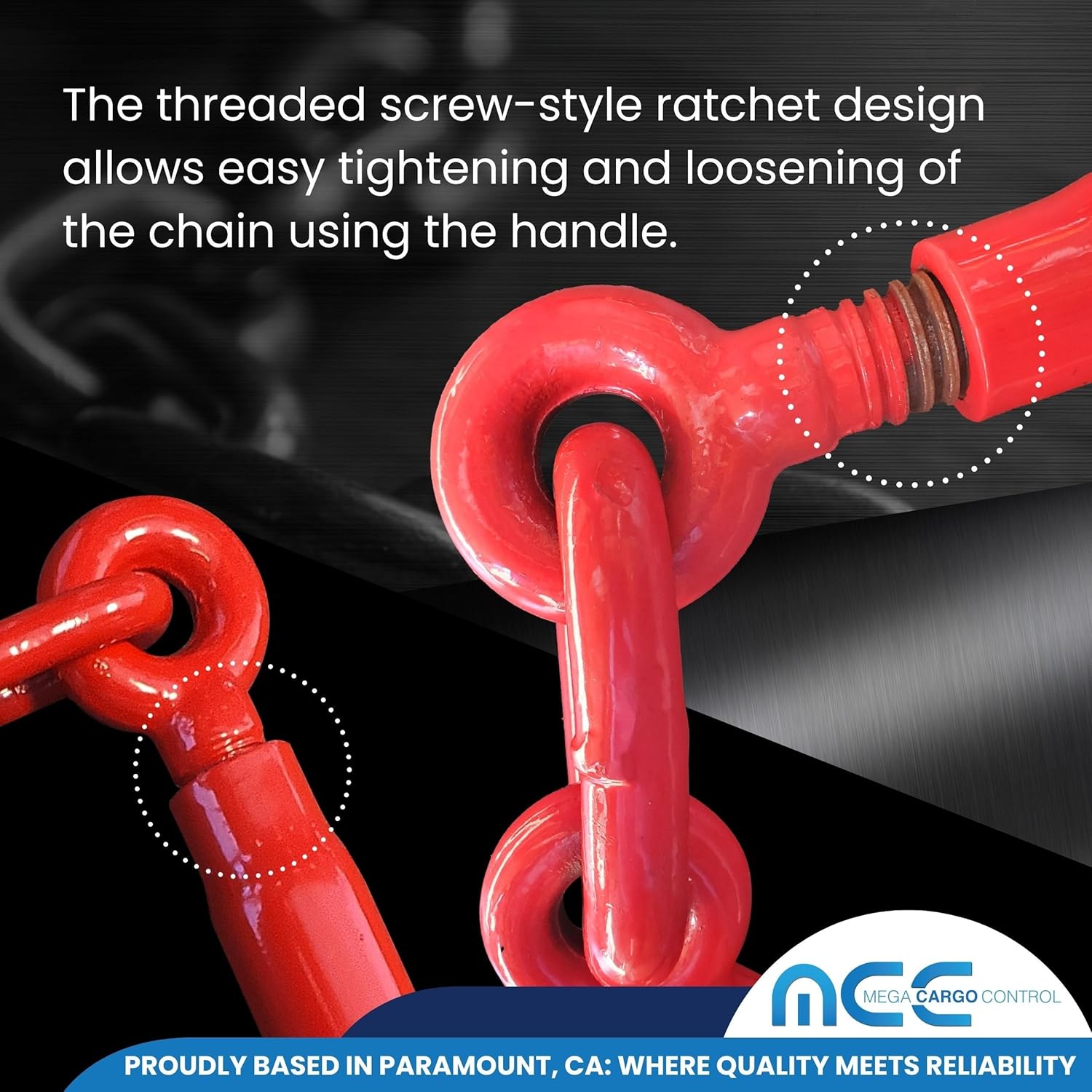 Mega Cargo Control Ratchet Load Binders for Transport Chains, 3/8"-1/2" Heavy Duty Anchors for Logging and Construction, Hauling Cargo, Securing Materials (2 Pack)