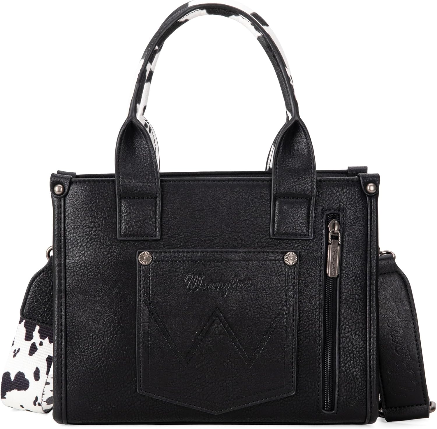 Wrangler Cow Print Tote Bag for Women Western Purse Boho Top Handle Satchel Handbag with Signature Strap - Image 6