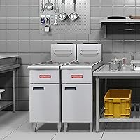 Vista 6 de Freidora Comercial Profunda con 2 Canastas, Freidora de Gas Natural de 90000 BTU - Certificada CSA, 200°F-400°F 3 Tubos, Freidora de Piso de Acero