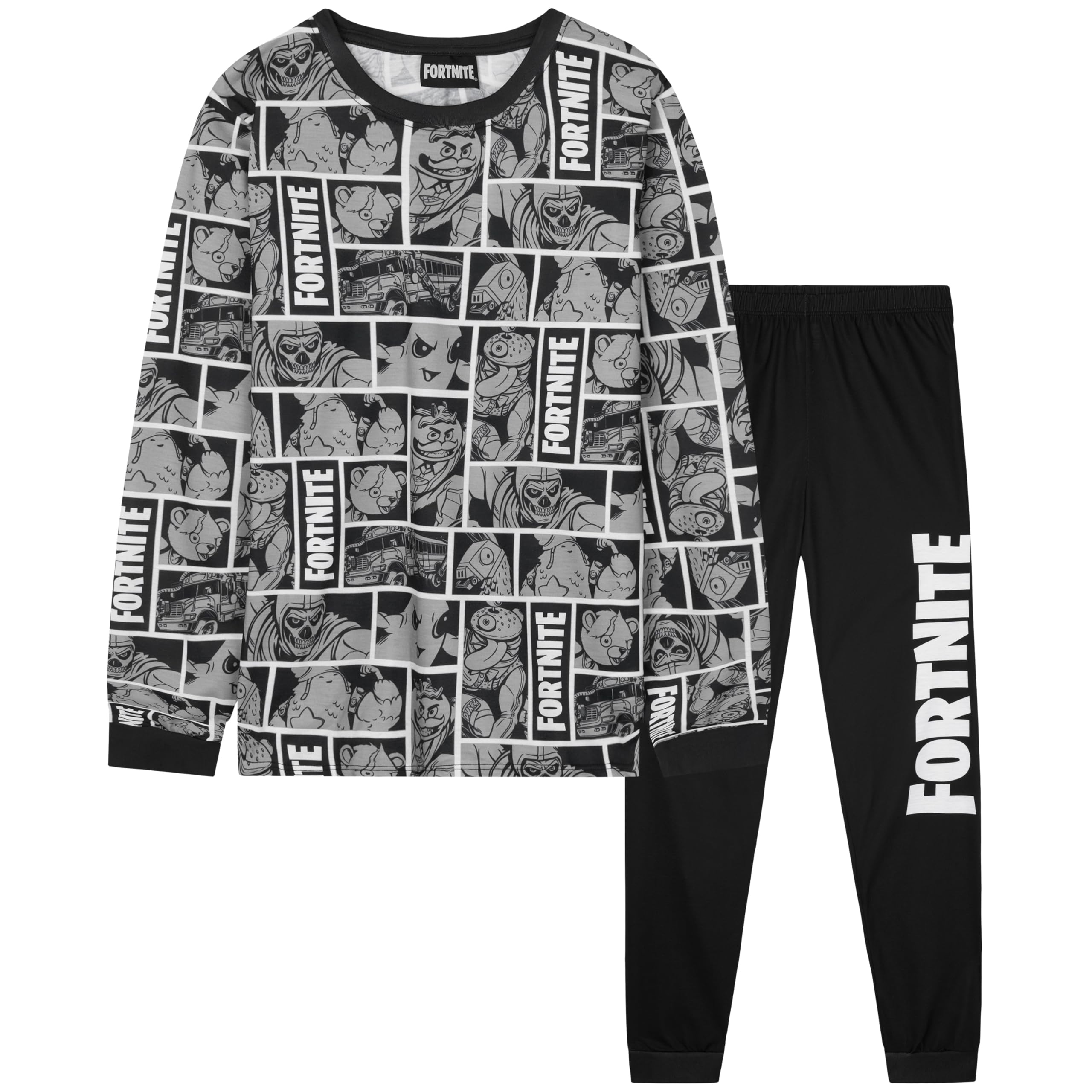 Get Trend Boys Grey Fortnite Fortnite Pyjamas Set, Long Pjs For Kids & Teenagers, Cosy Loungewear Soft Nightwear, Gamer Gifts For (15-16 Years, )