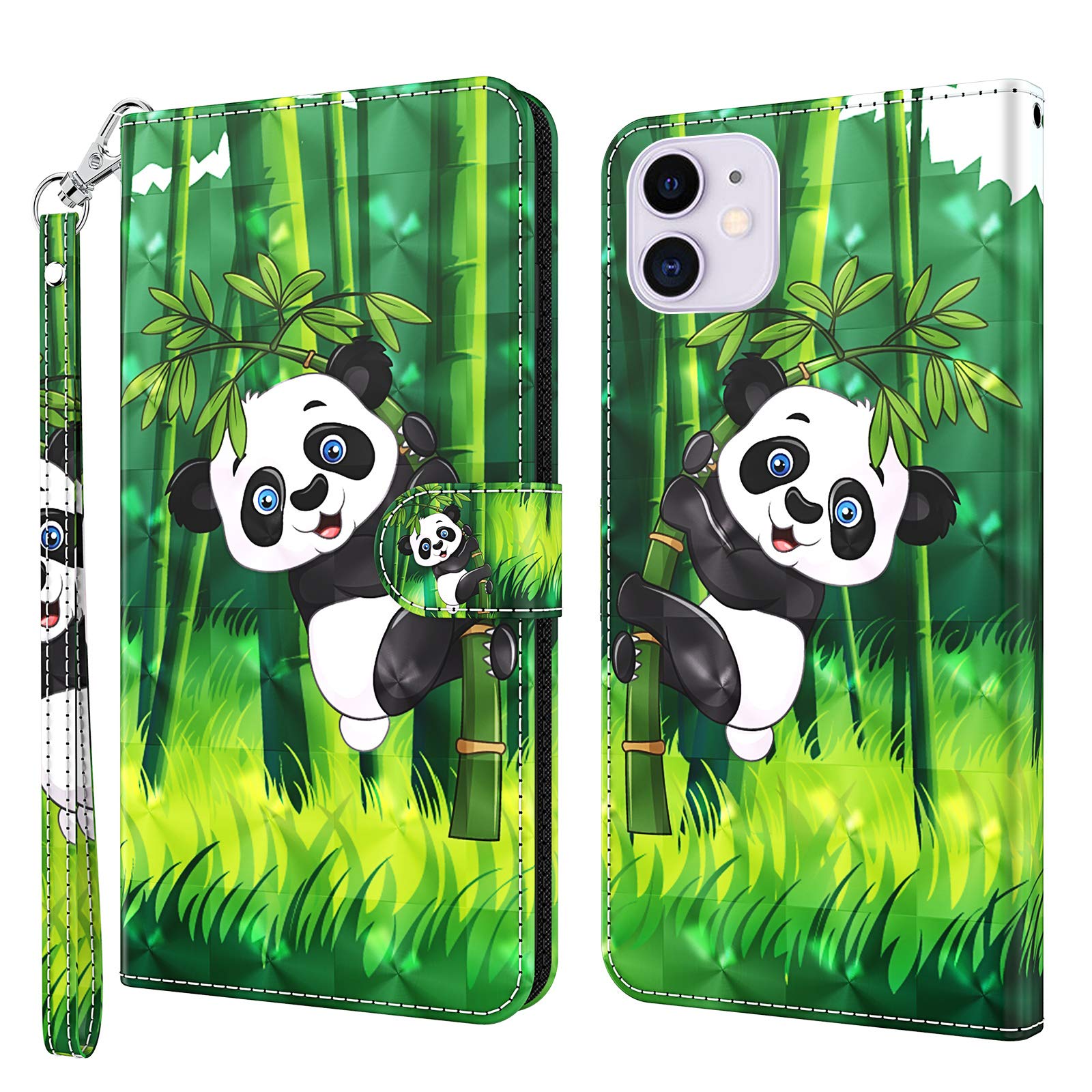 Custodia Portafoglio Per IPhone 13 Mini - Flip Case In Pelle Con Supporto Magnetica, Design Panda - Foto 3