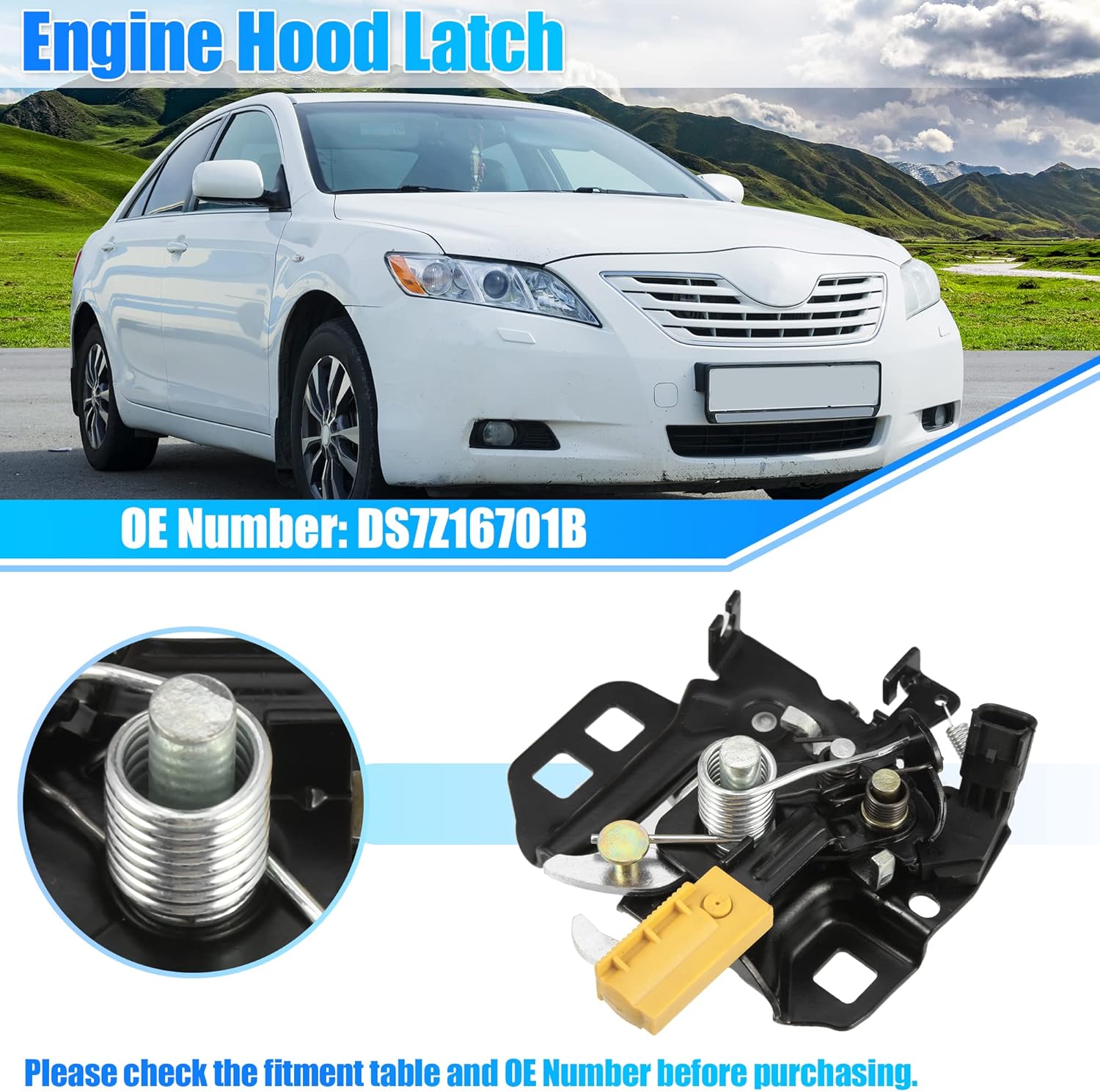 X AUTOHAUX Car Auto Front Left Hood Latch Lock Replacement DS7Z16701B for Ford Fusion 2013-2018 Black