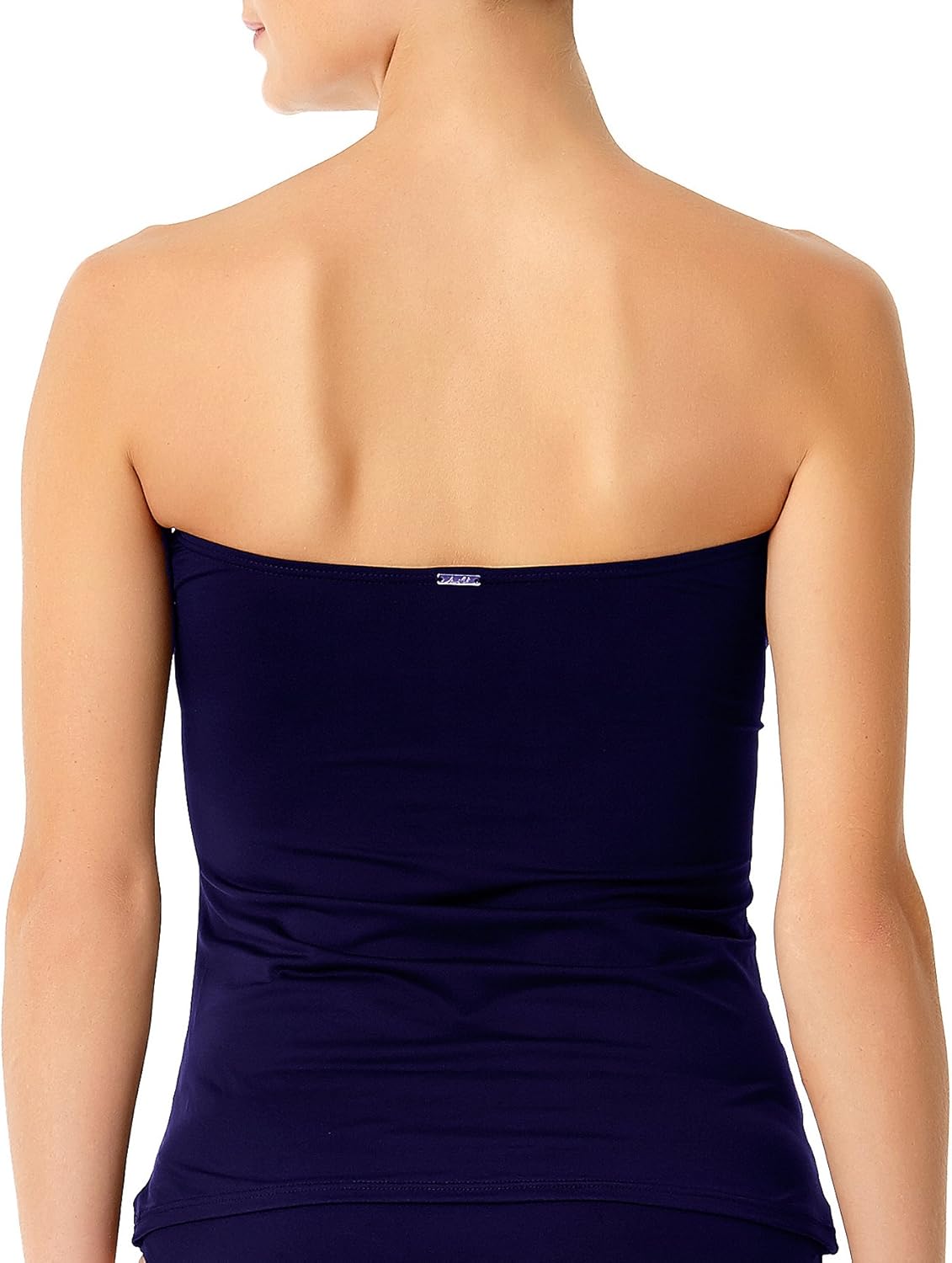 Anne Cole Women's Solid Twist Front Shirred Bandeau Tankini Swim Top : Clothing, Shoes & Jewelry