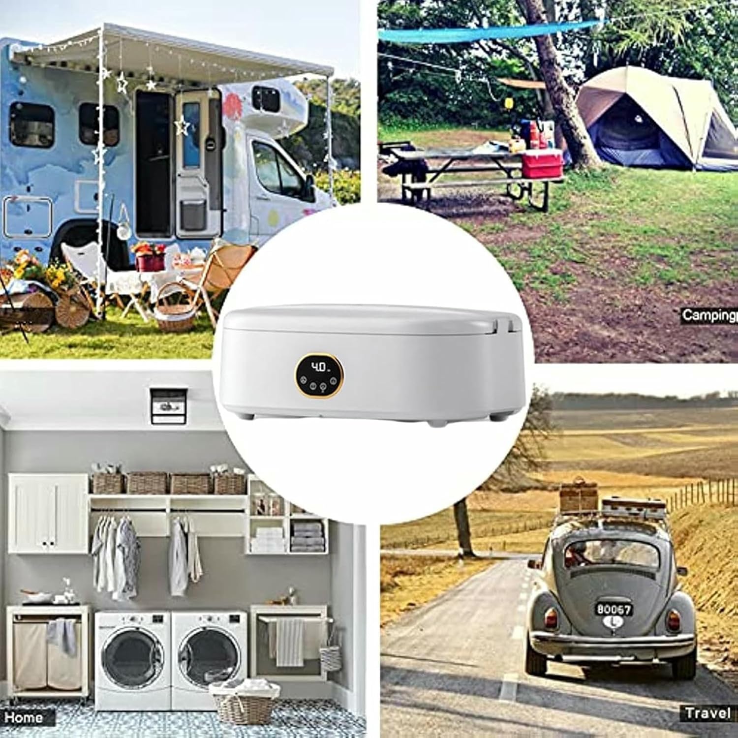 Compact Portable Clothes Dryer - Front Load, Foldable & Space Saving for Apartments, RVs - Quiet 360° Drying