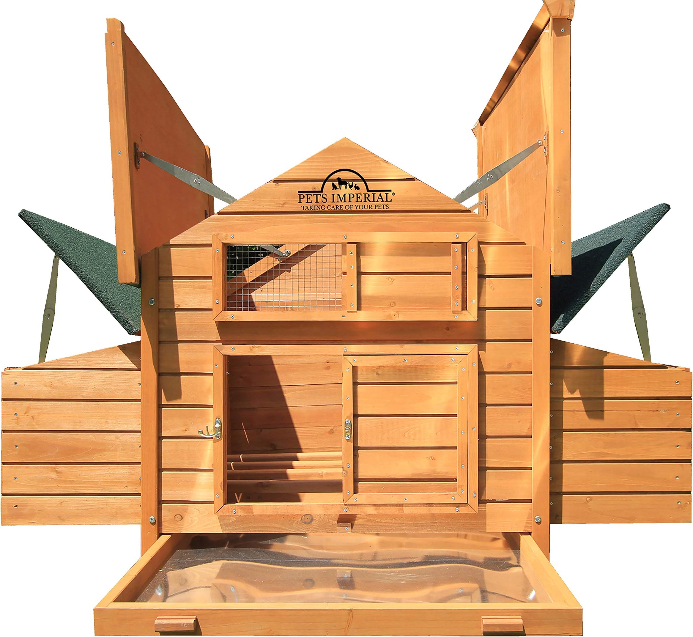 Pets Imperial® Savoy Large Chicken Coop with Two Nesting Boxes, Easy Cleaning Pullout Tray and Opening Roof (Double Nesting Box)