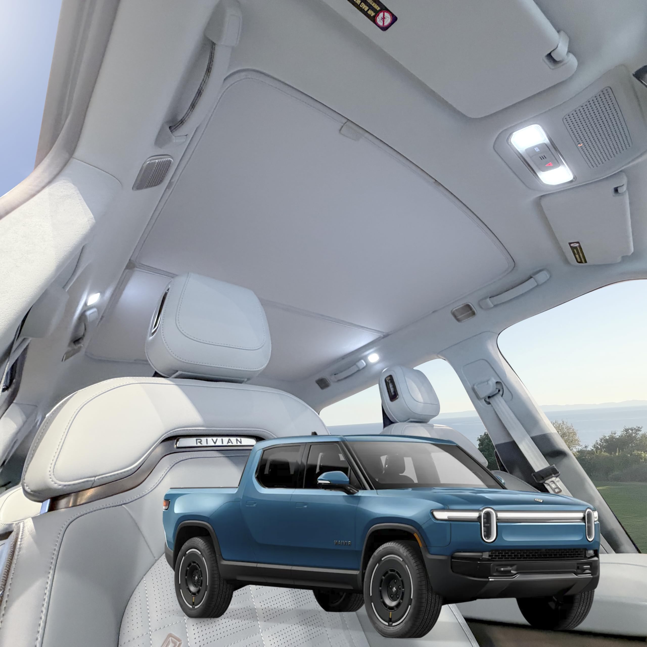 VION Roof Sunshade for Rivian R1T, Interior Gray