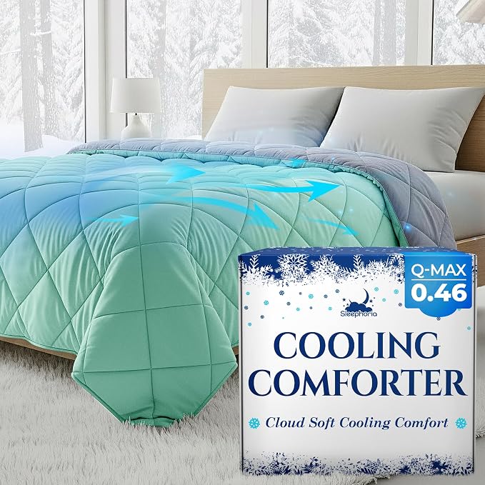 Cooling Comforter - BreezeWeave Cooling Blanket King Size for Hot Sleepers & Deep Rest - Cloud Soft, Breathable, Ultra Durable, Easy Care, Reversible - 108 x 90 in (Pink & Beige)