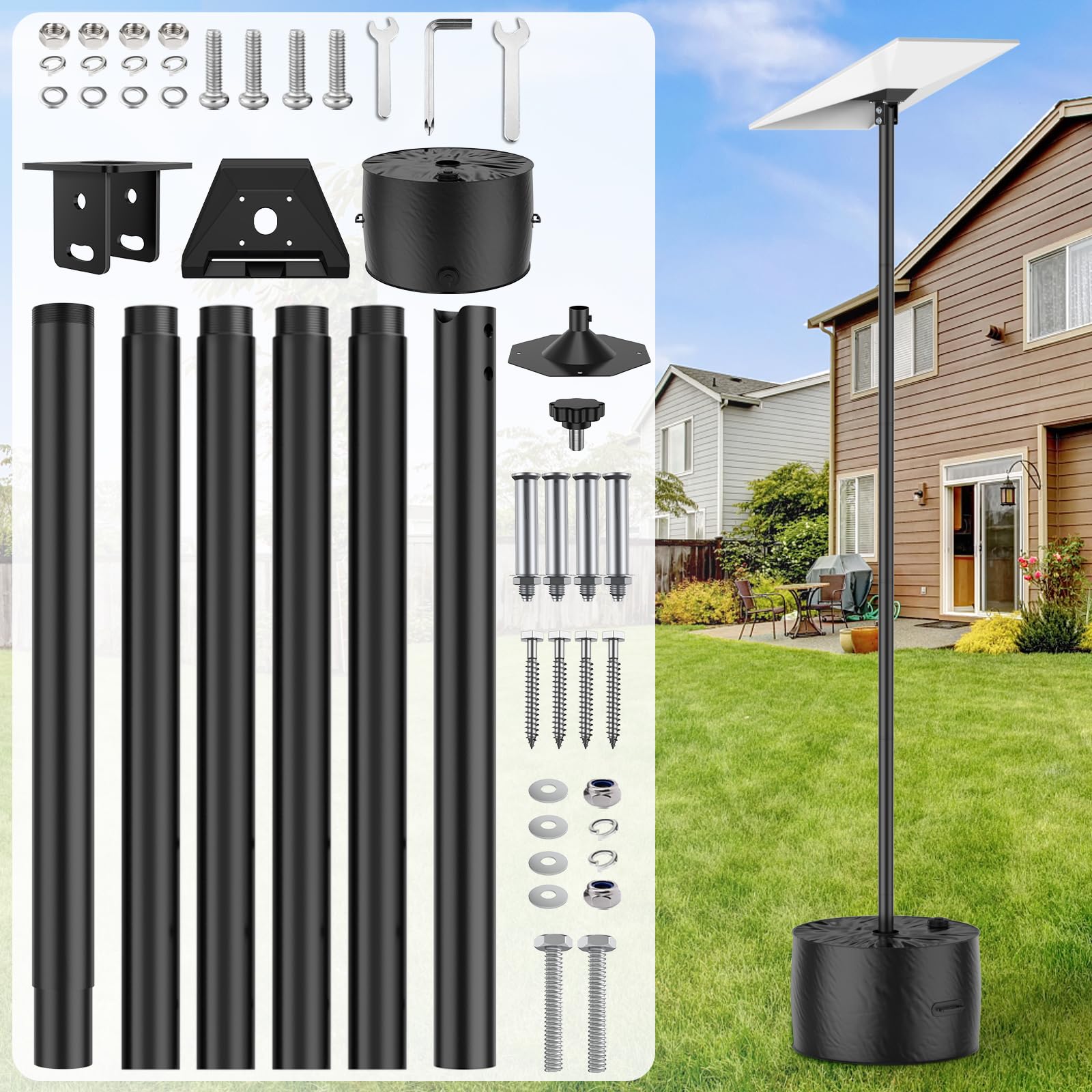 Starlink Gen 3 Mount IMAYCC 7.9FT Regolabile Supporto Starlink Gen 3 con Adattatore per tubo Starlink Gen 3 Kit Di Montaggio Starlink V3 Pole Mount per Cortile Giardino All'aperto Internet Starlink