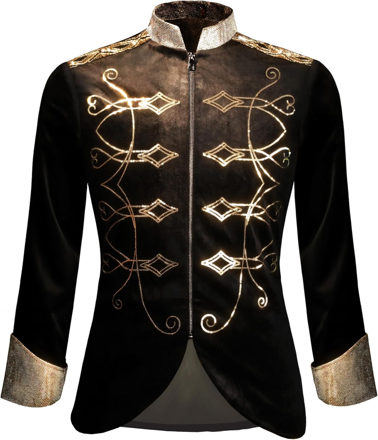 Mens Gold Embroidered Steampunk Medieval Jacket Gothic Victorian Court Uniform