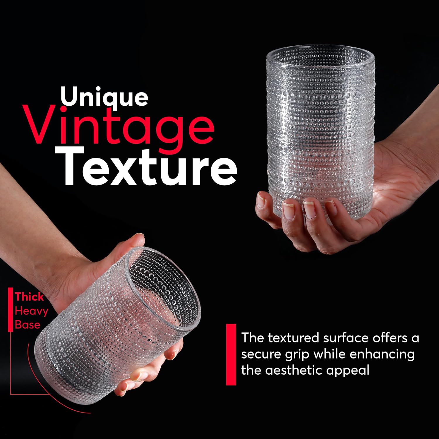 Hobnail Drinking Glasses, Vintage Glassware Set of 6, Vintage Drinking Glasses 16.2 oz, Bubble Glasses Drinking, Hobnail Glasses, Vintage Glass Cups, Jupiter Glasses for Juice, Soda, Beer, Whisky - Image 3