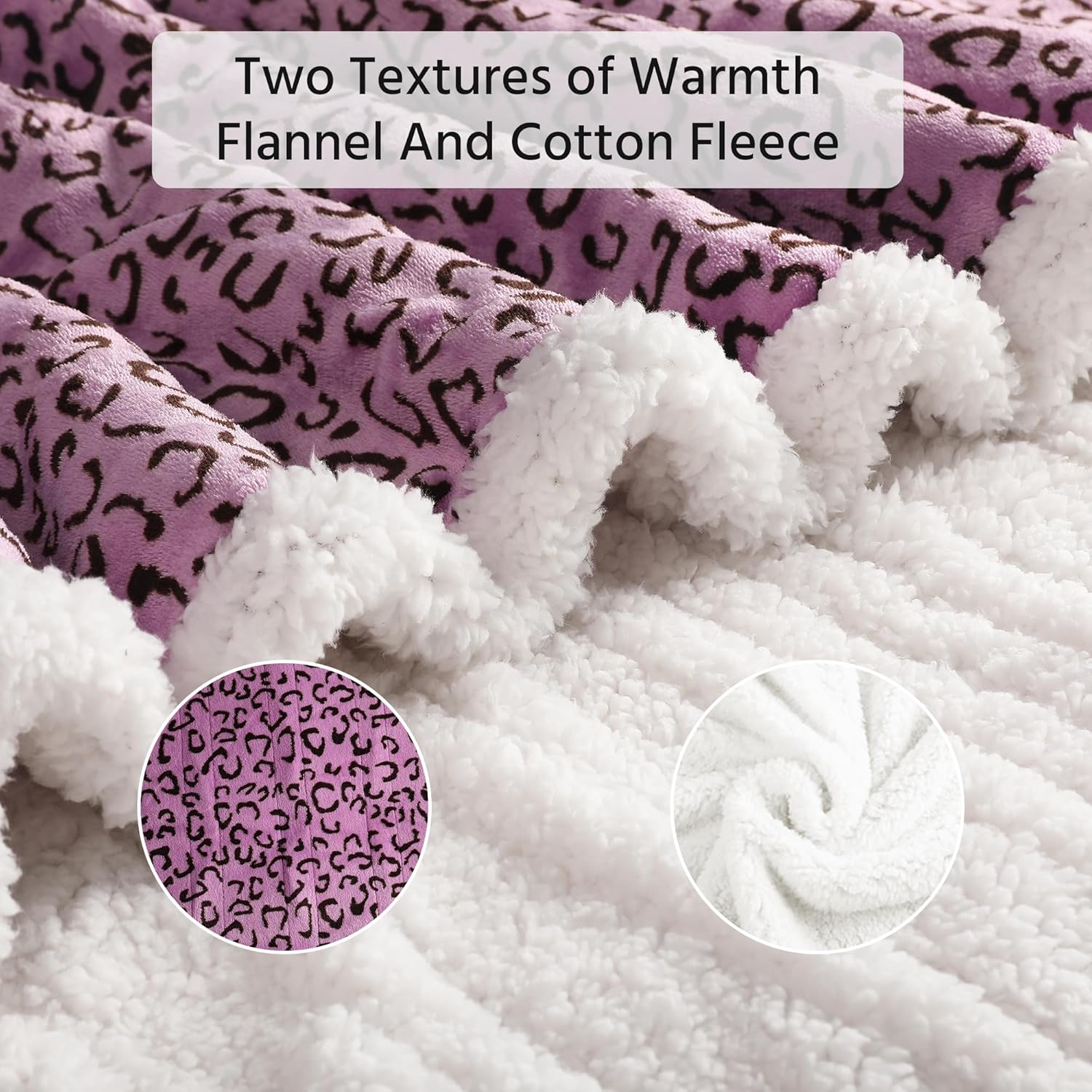 Electric Heated Blanket Full Size 72x84 Inch - Super Soft Flannel, 10 Heat Settings, 1-12H Auto Shut Off, Machine Washable, Easy Controller, Perfect for Winter Warmth - Leopard Black Pruple - Image 2