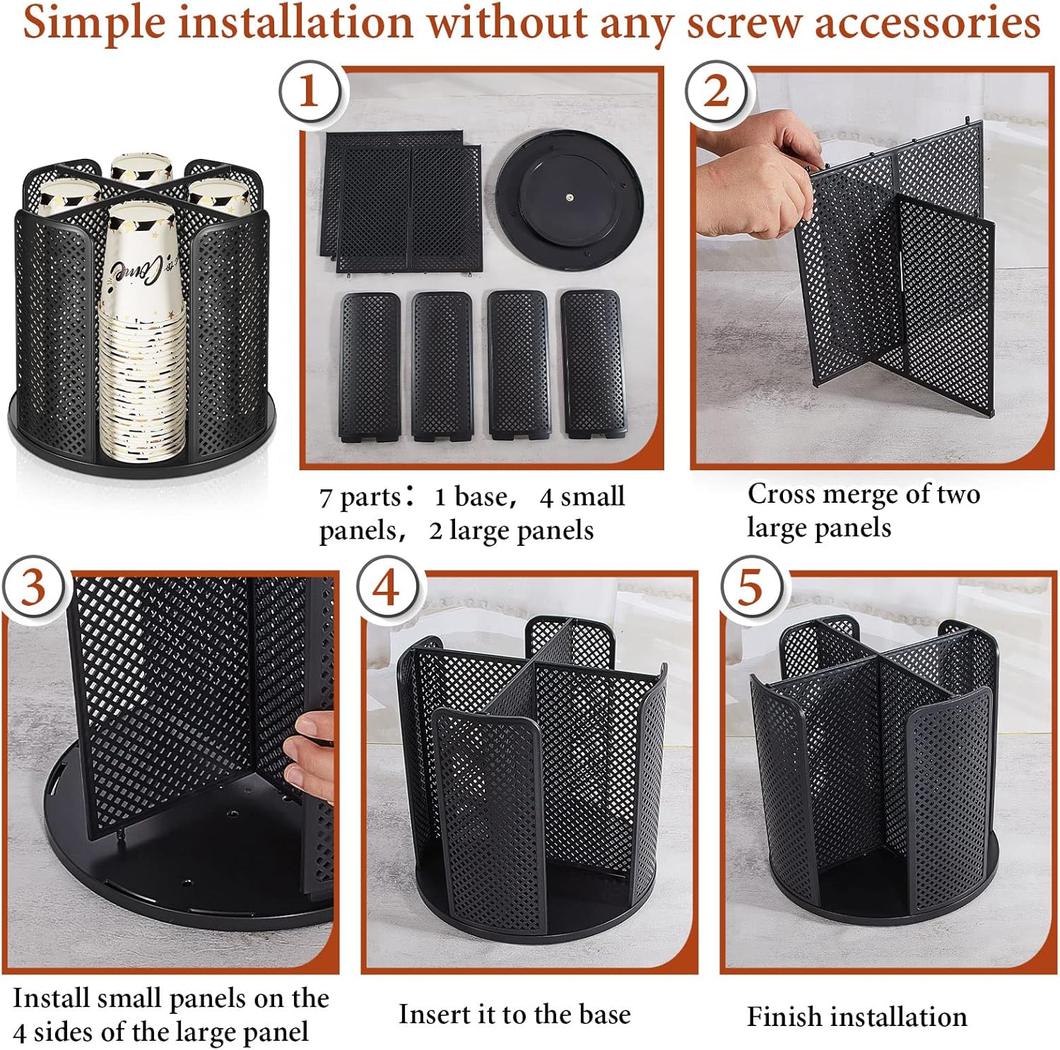 Cup and Lid Organizer, 360° Rotatable Coffee Cup Holder for