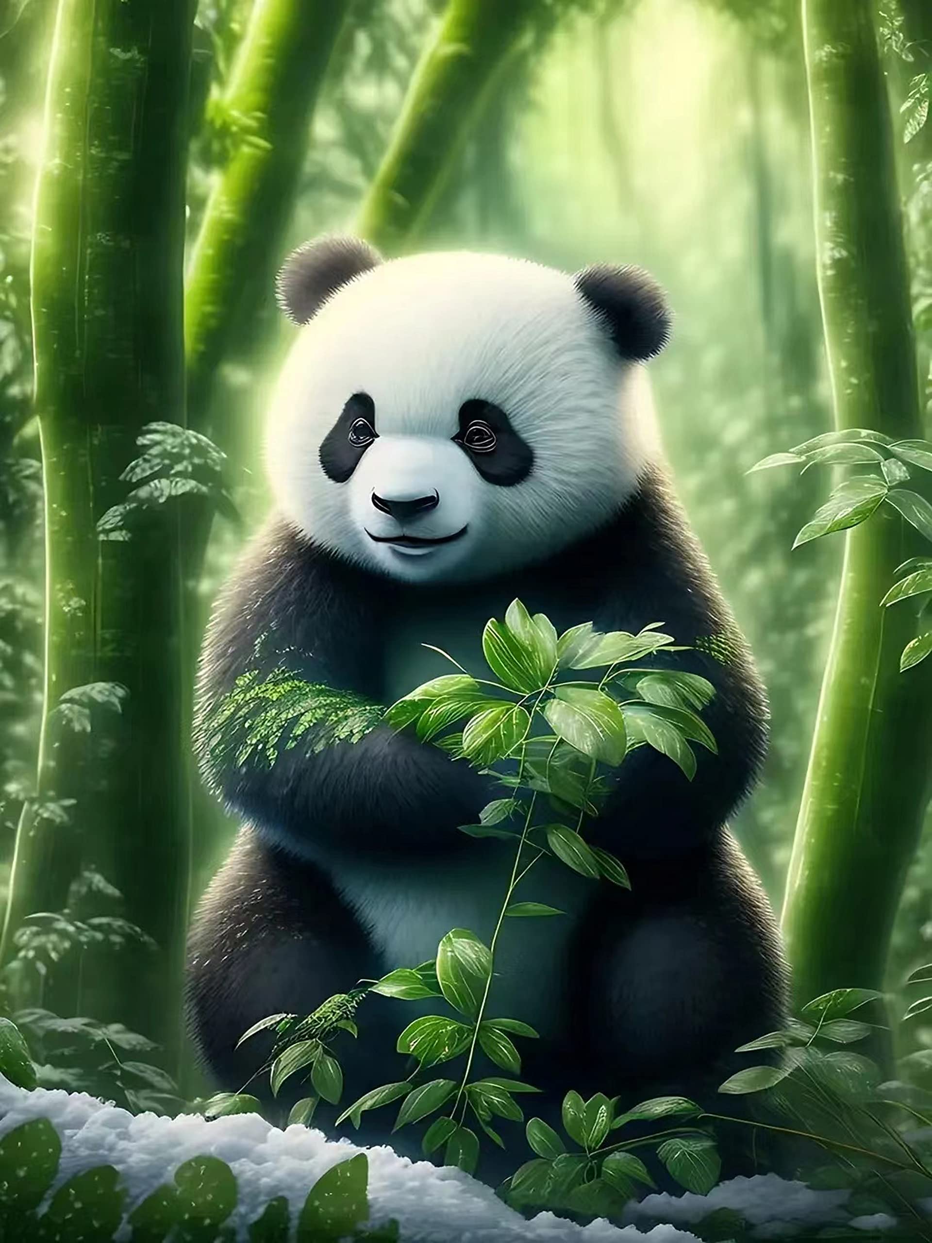 YWKJDDM 5D Diamond Painting Kits for Adults, Painting by Numbers Full Drill Diamond Arts Pictures, Crystal Cross Stitch Craft Pictures Kits for Home Wall Decor 30x40cm Cute Panda