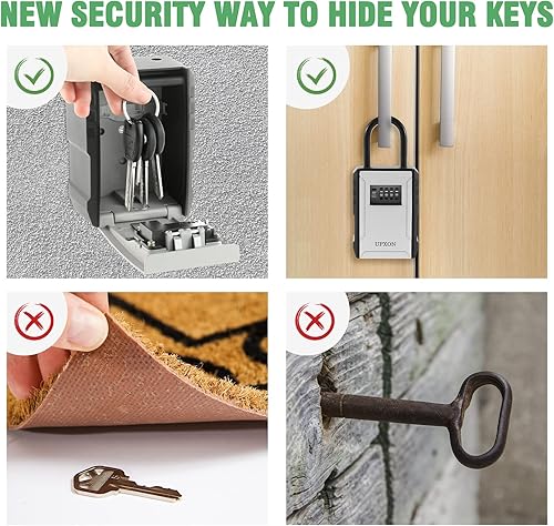 Miniatura 5 de upxon - Caja de bloqueo de llaves, caja de almacenamiento de llaves extra grande con código reiniciable, caja de bloqueo de combinación de 4 dígitos