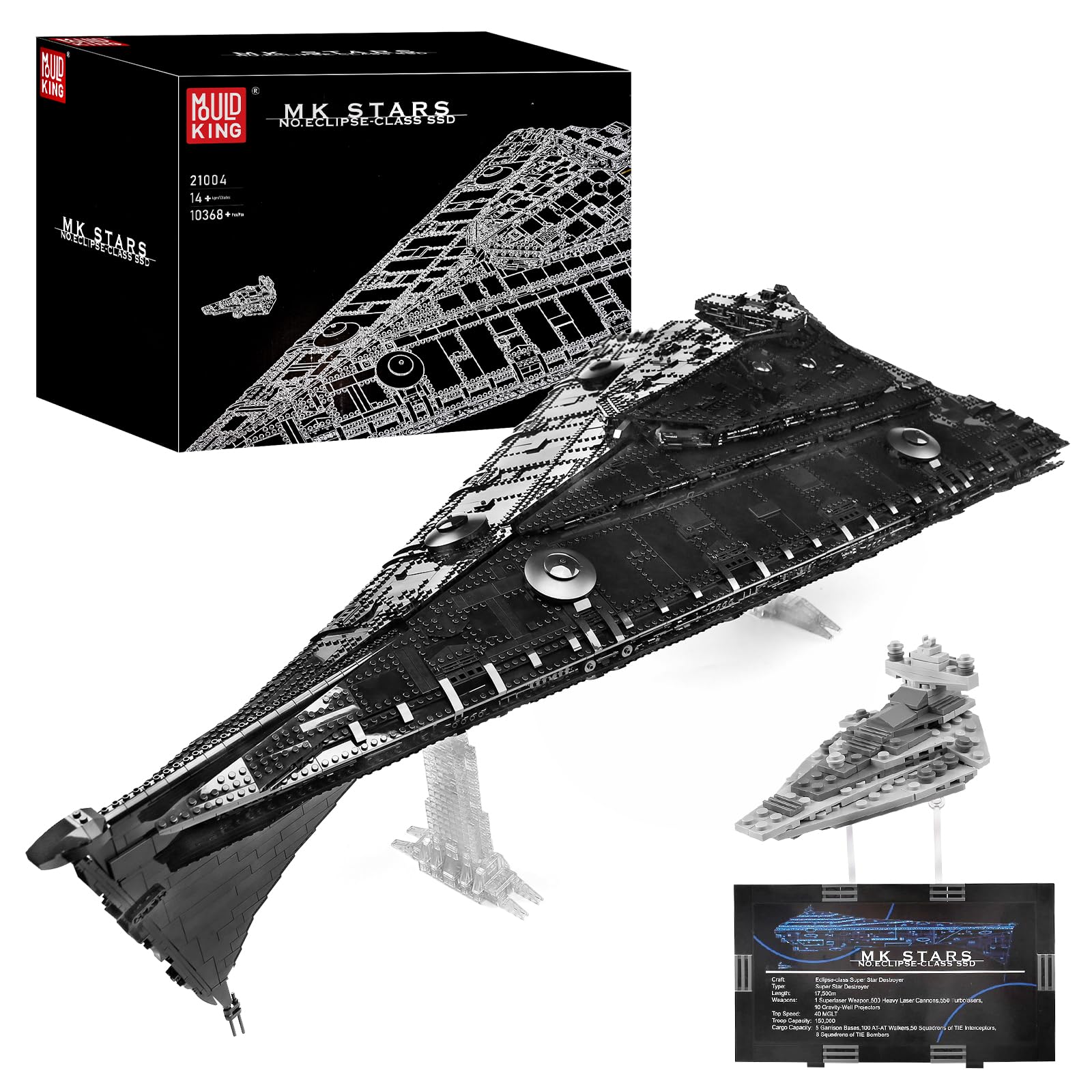 Mould King 21004 Technik Groß Sternenzerstörer Bausatz, Imperial Wing Fighter UCS Kollektion Series,Technologie Klemmbausteine Kompatibel mit MOC Super Star Destroyer Klemmbausteine Bausatz