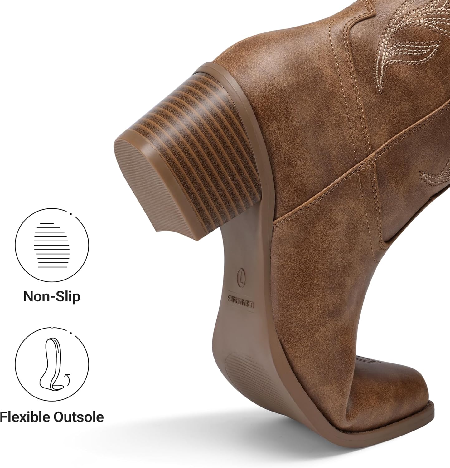 DREAM PAIRS Womens Cowboy Boots Western Comfortable Chunky Heel Square Toe Embroidered Cowgirl Knee High Boots - Image 6