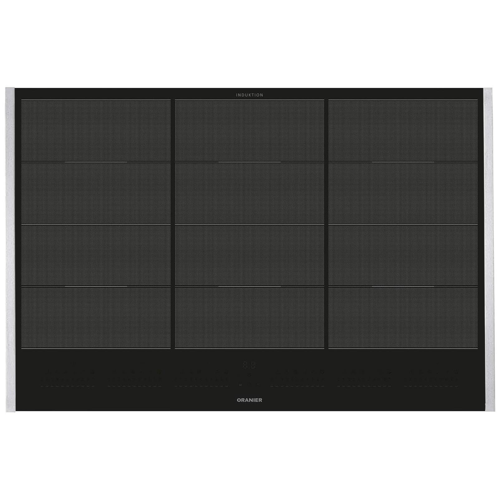 Oranier Induktionskochfeld 80 cm FLI680 - Flächen-Induktion autark mit Multi-Slider-Bedienung & 6 Kochzonen & Kochfeld-Seitenleisten aus Edelstahl