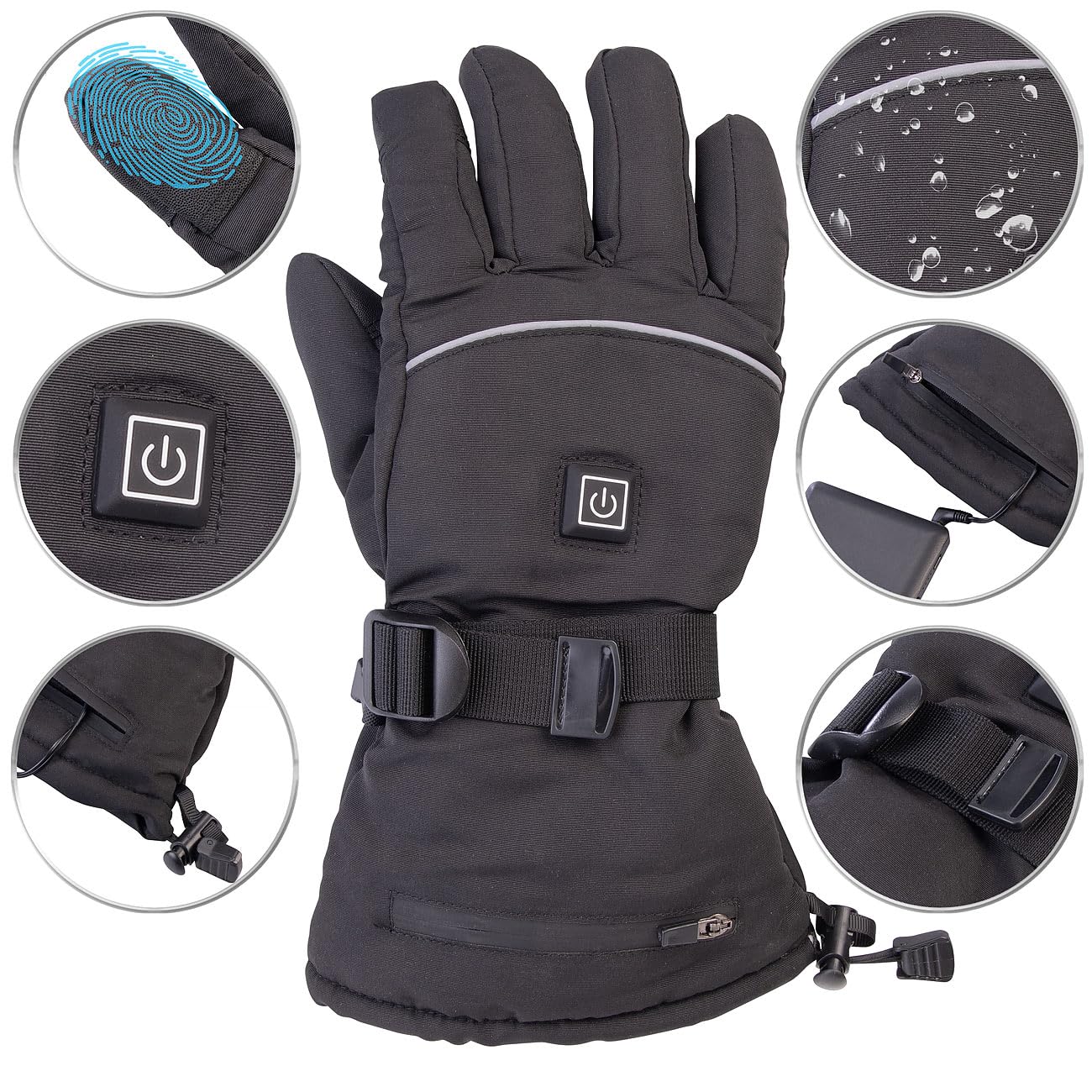 PEARL urban Handschuhe beheizt: Beheizbare Handschuhe mit Akkus, wiederaufladbar, 3 Heizstufen, Gr. XL (Beheizbare mit Akku, Elektrische, Ski) : 