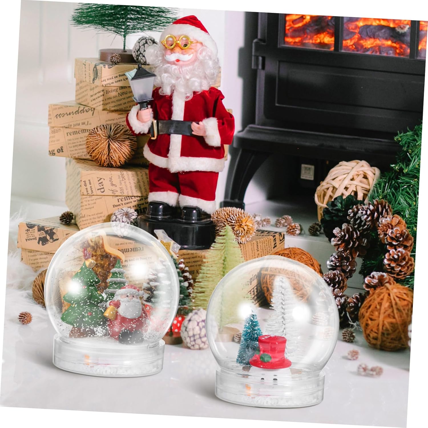 INOOMP 15pcs Plastic Snow Globes with Lids for DIY Crafts Fillable Water Globes for Christmas and Valentine’s Day Home Decoration