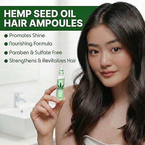 Miniatura 6 de Wellness Premium Products Ampollas de aceite de cáñamo para reparación del cabello para cabello seco y dañado, 10 mil - 10 por caja