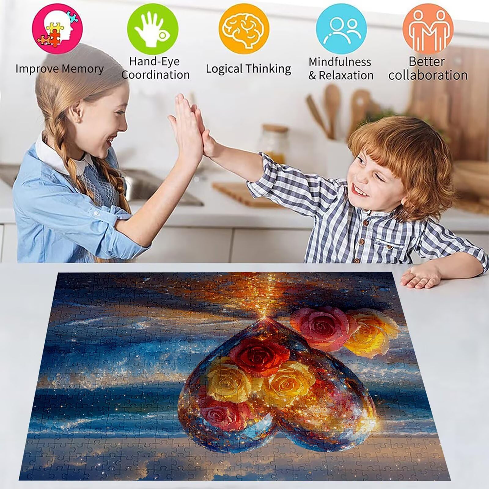 Puzzle 3000 elementów miłość puzzle dla dorosłych różowe 122 x 81 cm Unikalne rzemiosło klasyczne 3D drewniana układanka do rodzinnych gier aktywnych, układanka do samodzielnego wykonania nawet do