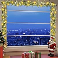 Vista 7 de Guirnalda de Navidad de 9 pies, guirnalda flocada para decoración de Navidad, guirnalda de Navidad preiluminada con 30 luces LED decoradas