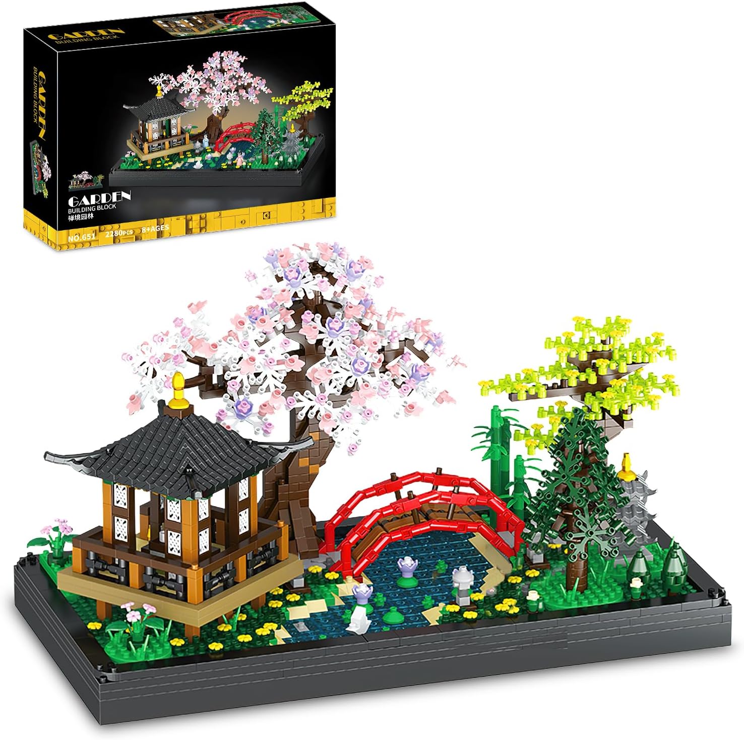 NEWABWN Cherry Blossom Bonsai Tree Micro Building Sets, Creative Japanese Tranquil Garden Building Blocks for Adults, Flowers and Plants Display for Home Decor, Mother's Day Decorations - 2280PCS