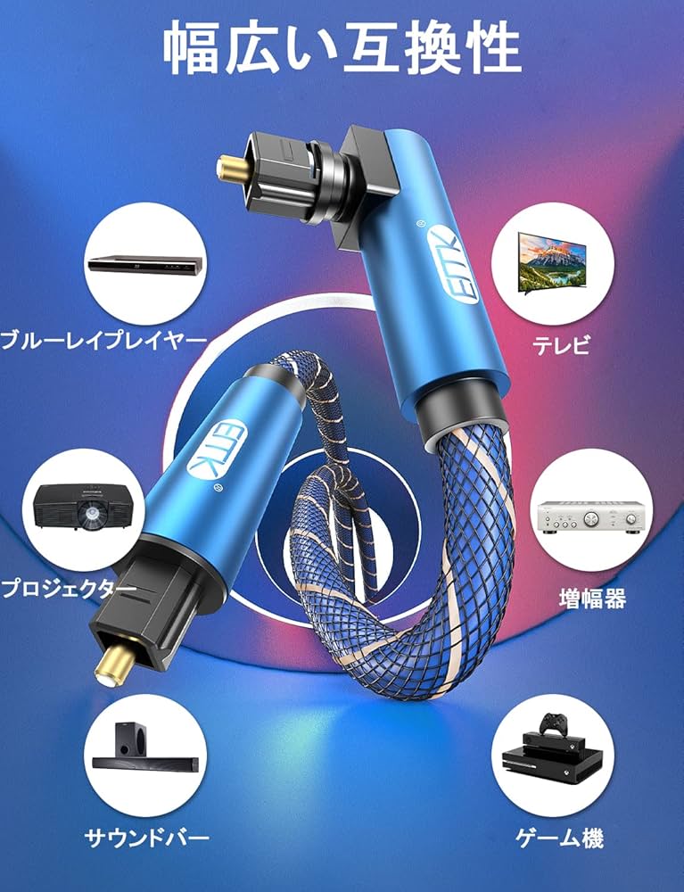 ＊ 片側L型光デジタルケーブル 90度光ファイバーケーブル 調整可 Amazon | EMK 片側L型光デジタルケーブル 90度光ファイバー