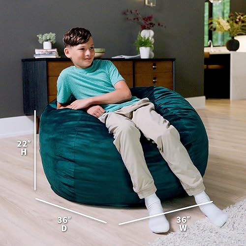 Miniatura 90 de Big Joe Fuf - Puf extragrande (XXL) relleno de espuma con funda extraíble, color niebla Lenox, poliéster tejido duradero, 6 pies, gigante Negro