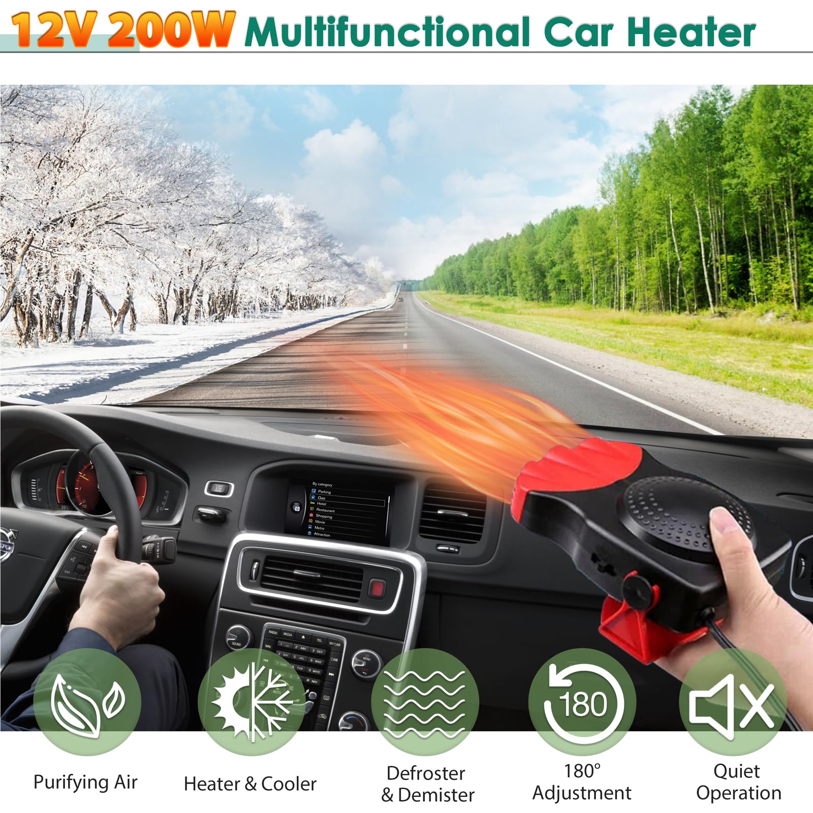 Chauffage Voiture Portatif 12 V / 24 V Pour Chauffage Auto Dégivrage électrique Pour Pare-Brise