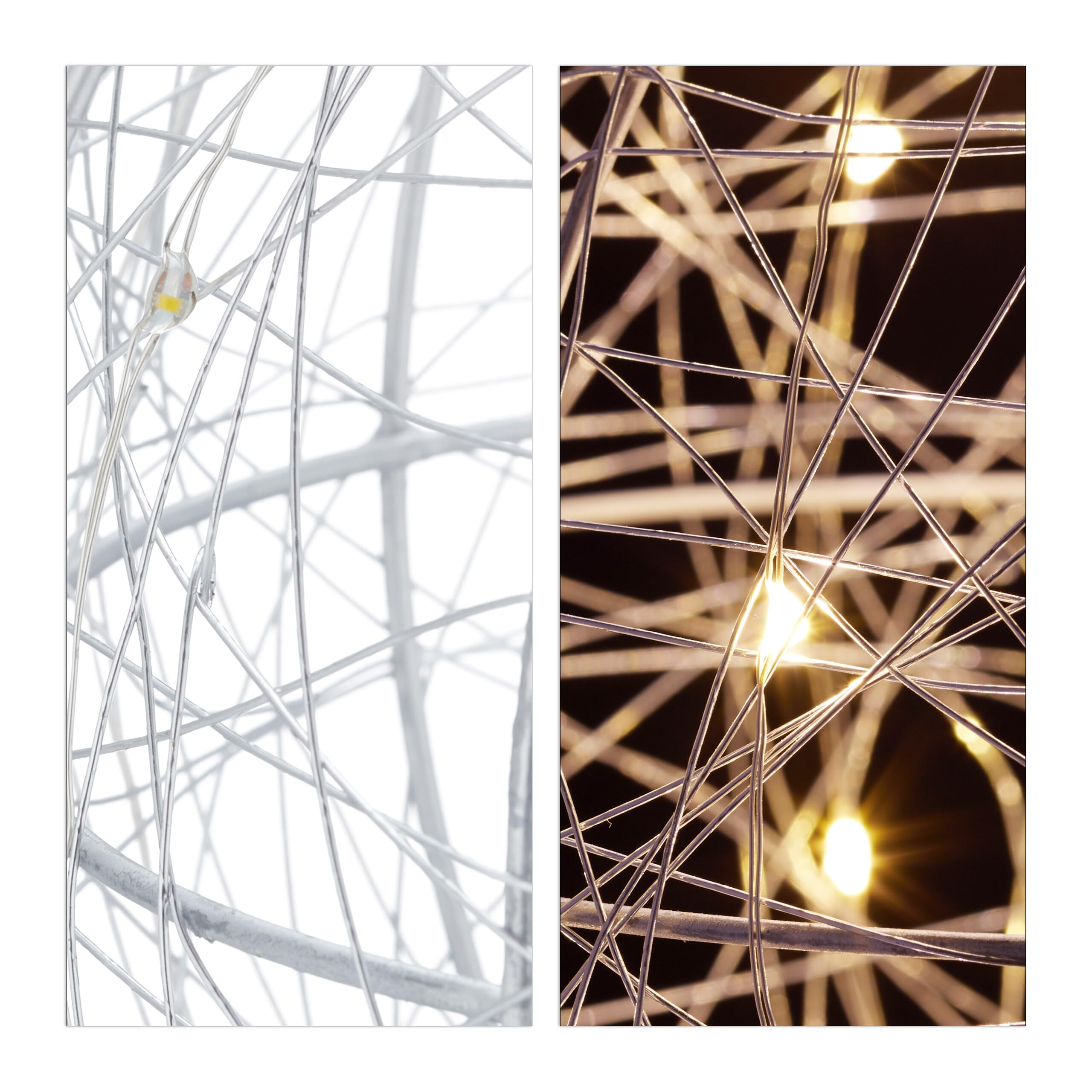 Relaxdays Sfera di Luci a LED, Lampada Decorativa Fili Luminosi, da Appendere o Appoggiare, Cavo Lungo, Ø 30 cm, Argento