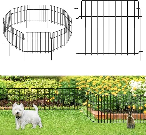 Cerca de jardín de 14 pies (L) x 20 pulgadas (H), barrera para animales, cercado, paquete de 10, alambre de metal a prueba de óxido, bloqueador de