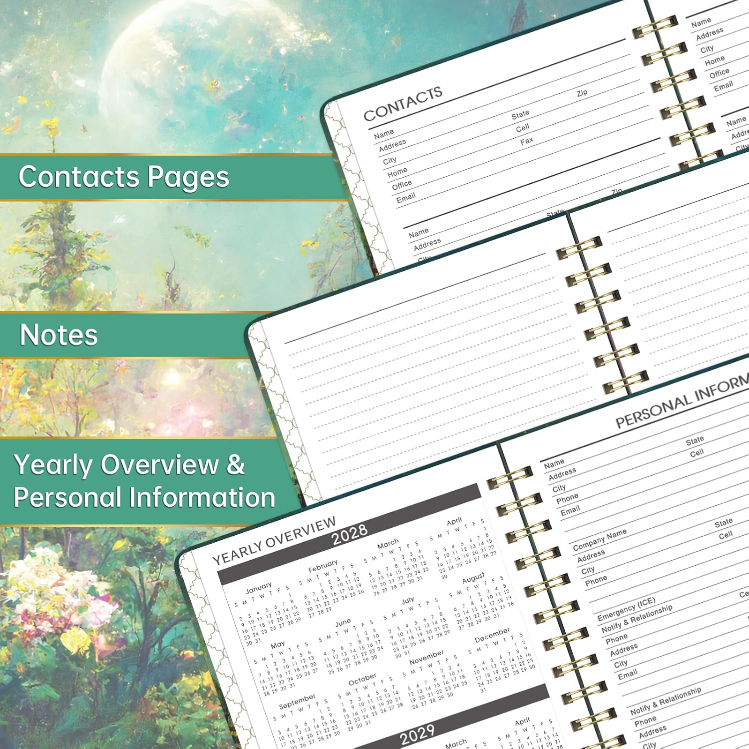 2026-2029 Monthly Planner - 3 Year Monthly Planner 2026-2029, Jul. 2026 - Jun. 2029, 6.3" X 8.4", 3 Year Calendar with 36 Months Tabs + Back Pocket - Dreaming Moon - Image 5