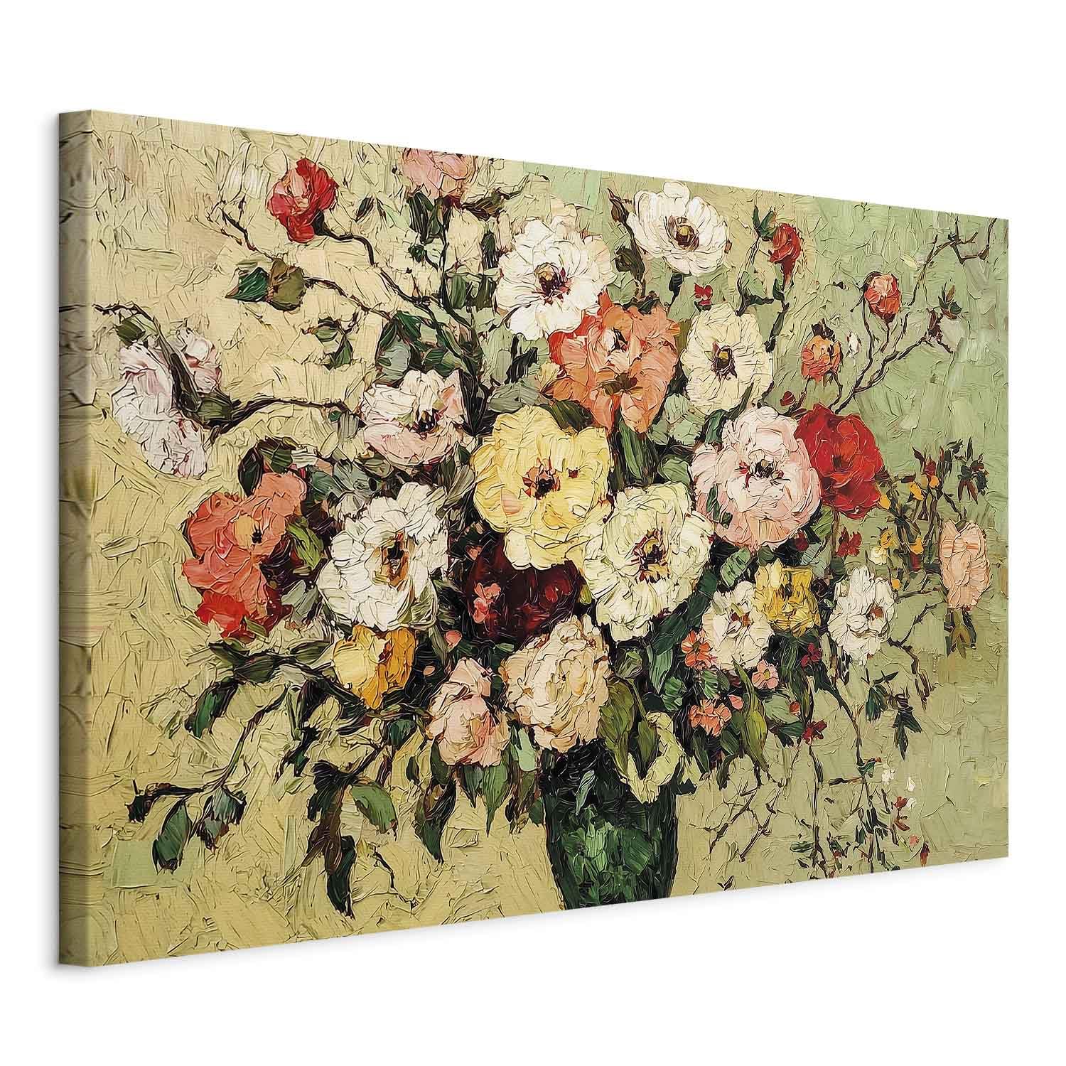 murando - Obraz na Płótnie ze Strukturą - Jasna Rama American Box Klasyczny Bukiet Kwiatów 90x60 cm - Obraz na Ścianę - Nowowczesna Elegancka Dekoracja Ścienna do Salonu b-H-10224-b-a