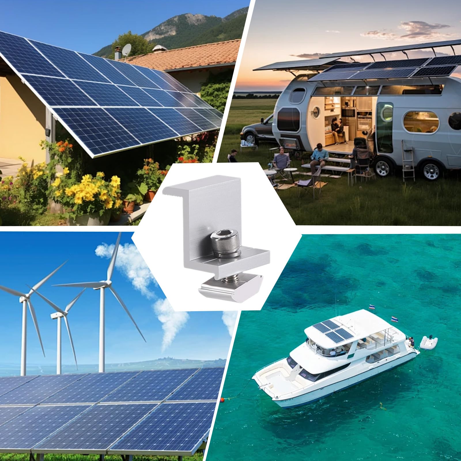8 Pièces Supports de Panneau Solaire 30 mm en Alliage D'aluminium, Pinces D'extrémité pour Panneau Solaire avec Vis en Z, Support de Pince à Bord pour Module Solaire