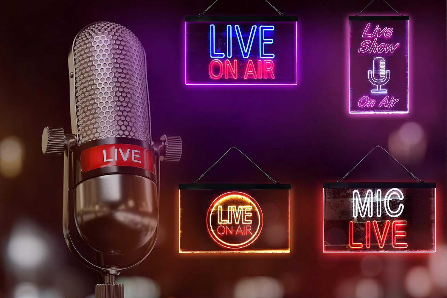 ADVPRO On Air Live Recording Studio Video Room Dual Color LED Neon Sign Blue & Red 16" x 12" st6s43-i3064-br