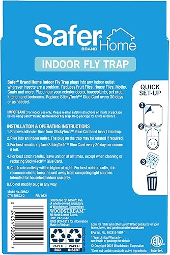 Vista 11 de Safer Home SH502-2SR - Trampas efectivas para moscas de fruta para interiores, trampas para mosquitos para interiores de casa, protección total