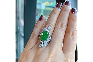 Vintage Emerald Cocktail Ring in Sterling Silver