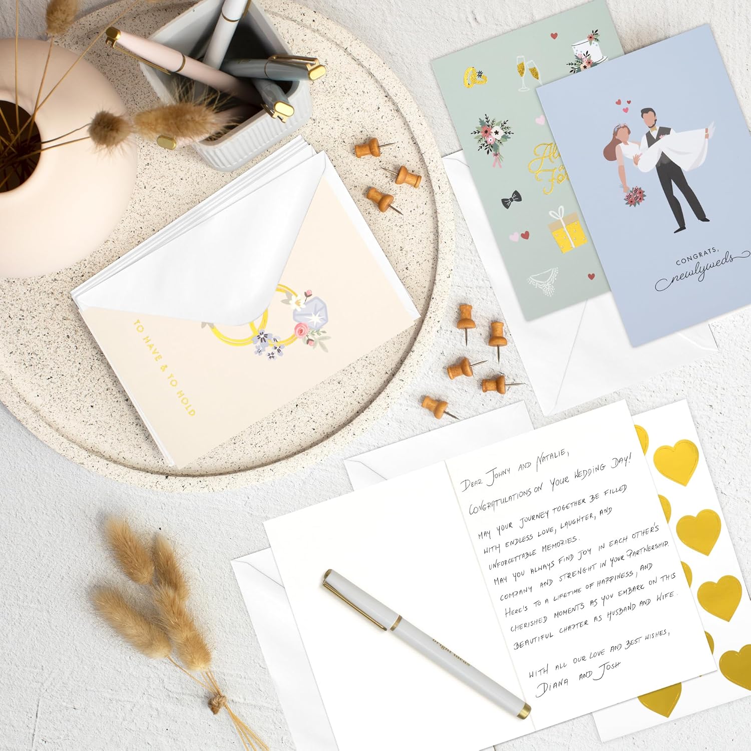 ZICOTO Beautiful Wedding Cards Set of 10 with Envelopes and Stickers – Elegant Blank Engagement Cards for Personalized Congratulations Wishes – Perfect for Wedding Shower Gifts for the Bride & Groom image 3 of 9 B0DPX36NWG