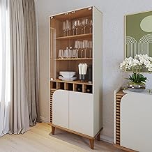 Cristaleira 2 Portas de Vidro Jurerê Off White Matte/Freijó