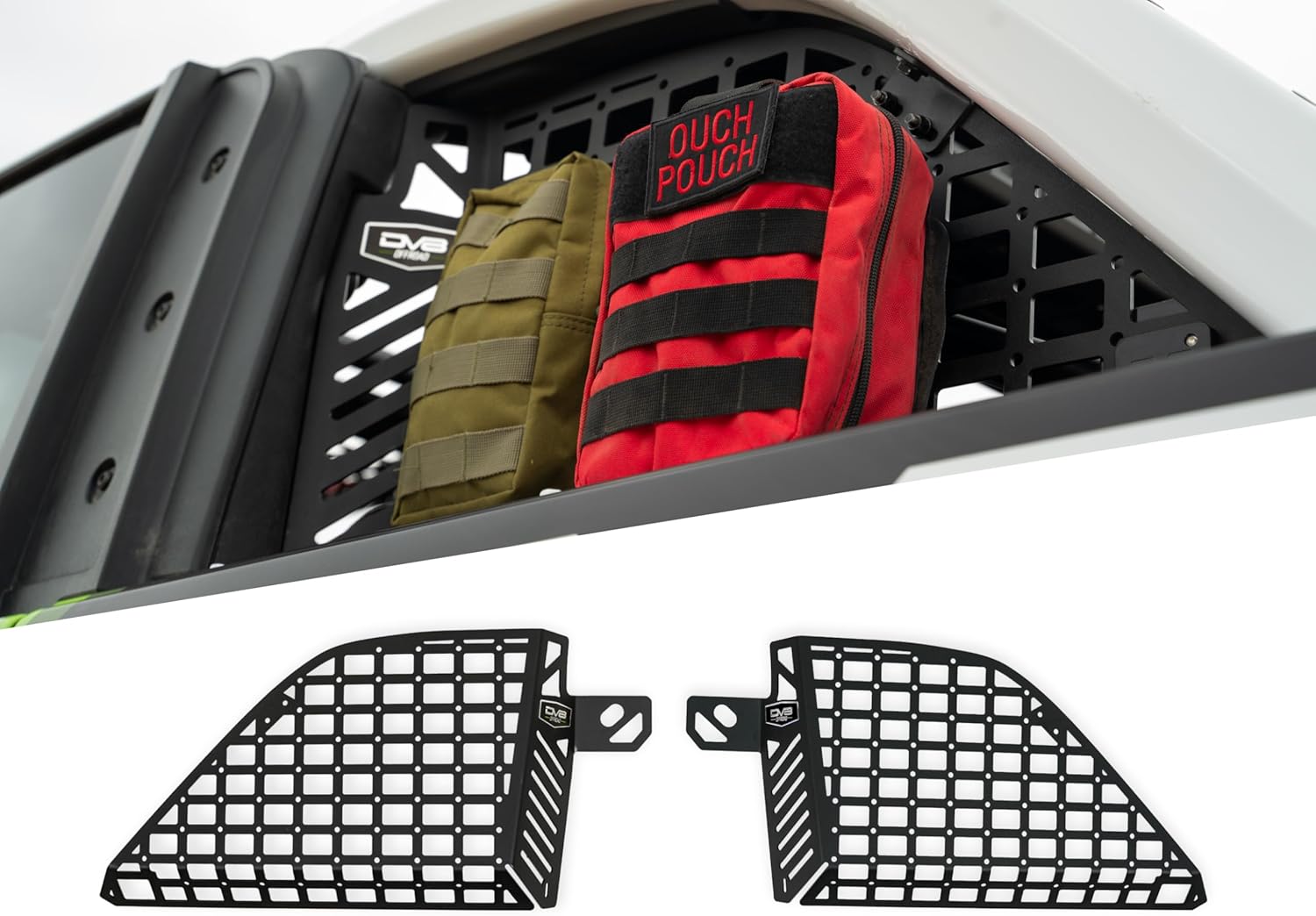 DV8 Offroad Pocketed Rear Window Molle Panels for 2021-2026 Ford Bronco | Versatile Mounting Solutions | Molle Design | M6 Slots for Carriage Bolts | Mounts Gear on Both Sides of The Panels