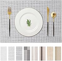 Vista 18 de AHHFSMEI Juego de 6 manteles individuales para mesa de comedor, manteles individuales de vinilo tejido de plástico, antideslizantes, aislamiento