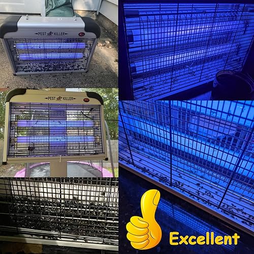 Miniatura 3 de Exterminador eléctrico de insectos para interiores, 2800 V potente asesino de insectos voladores con atracción de luz azul de 20 W, máquina de