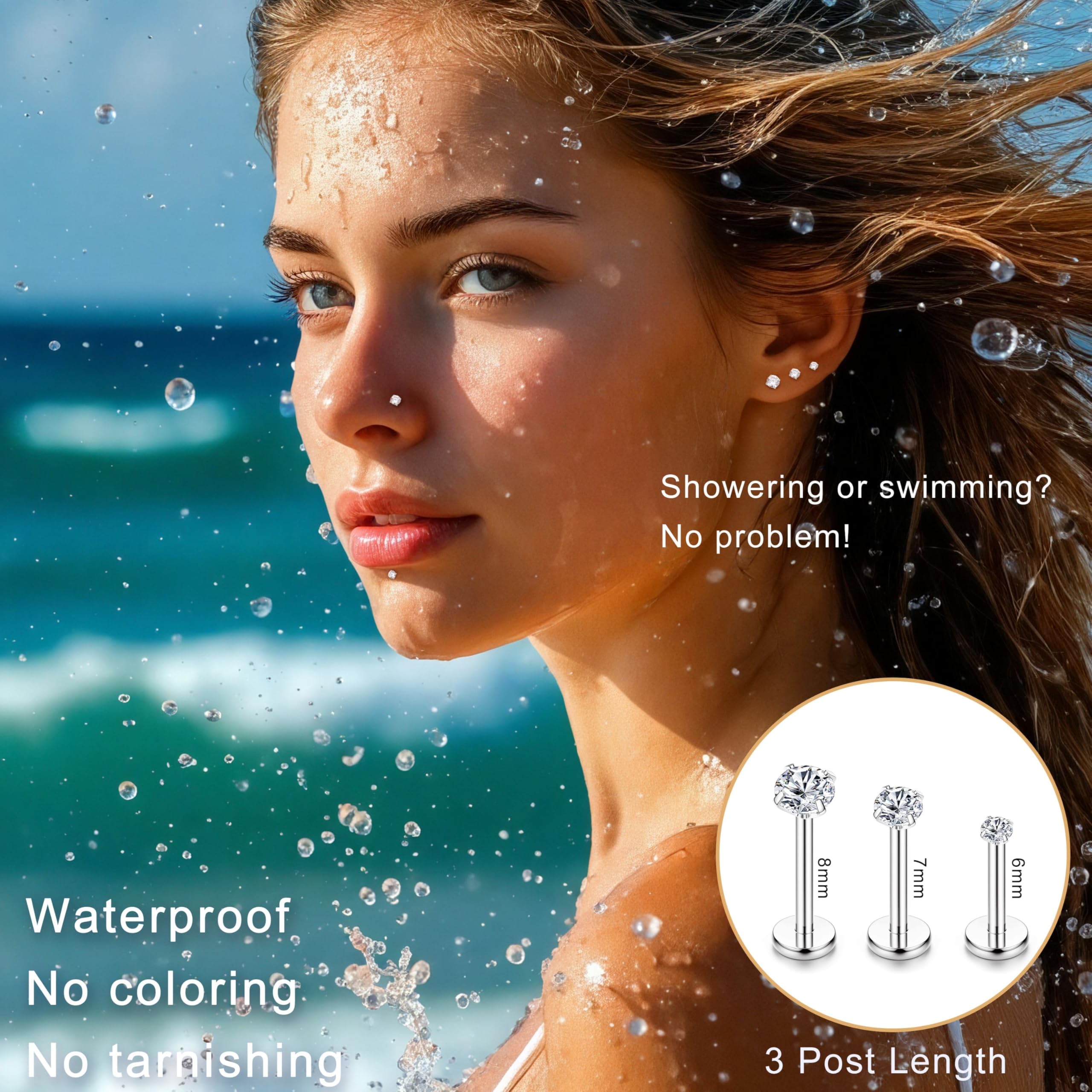 LOLIAS 10 Stück 16G Titan Helix Piercings Nasenpiercing Piercing Ohr Tragus Piercing Innengewinde Lippenpiercing Medusa Piercing Schmuck 6/7/8MM