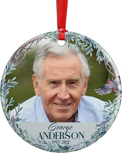 Miniatura 13 de In Loving Memory, Adorno conmemorativo de Navidad personalizado con foto, nombre y fecha, sube fotos e imágenes - 7 diseños, adornos conmemorativos