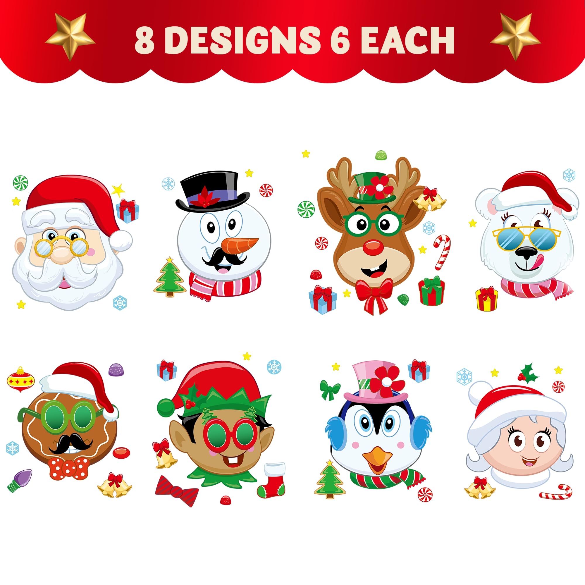 48 Hojas De Pegatinas Navideñas Para Niños - Manualidades DIY Con Papá Noel, Muñeco De Nieve, Renos Y Duendes